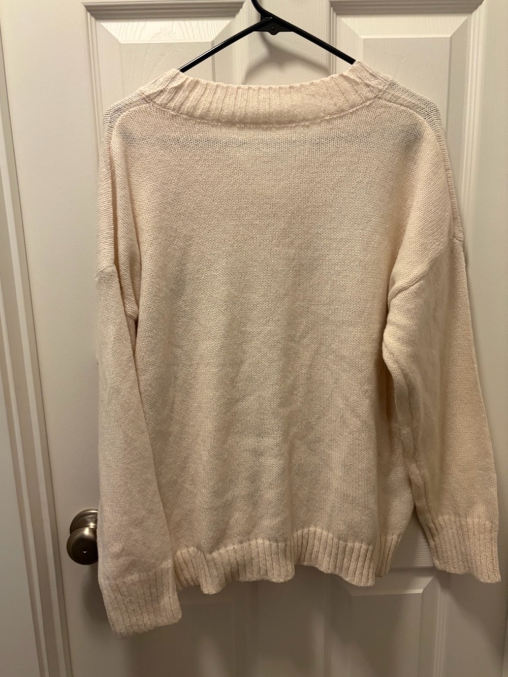 Cream Floral V-Neck Women's Sweater - Picture 2 of 3